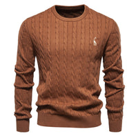 Men's Deer Embroidered Crewneck Sweater - Premium Knit Pullover - view 12