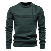 Men's Premium Crewneck Pullover - Solid Knit Sweater - model wearing