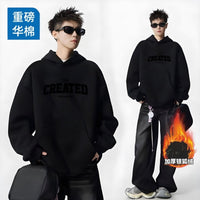 Men's Oversized Hooded Sweatshirt - Heavy Cotton Street Style Top - view 14