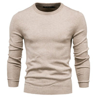 Men's Thick Knit Crewneck Sweater - Slim Fit Pullover - fabric detail