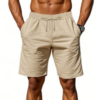 Men's Cotton Linen Beach Shorts — Breathable Casual Cropped Pants