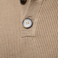 Men's Stand Collar Business Sweater - Solid Knit Pullover - side view