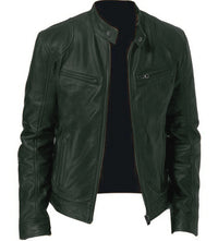 Men's PU Leather Trim Zip Cardigan - Business Casual Jacket - styled