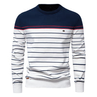 Men's Color Block Striped Sweater - Crewneck Long Sleeve - detail