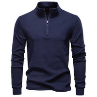 Men's Turtleneck Sweater - Classic Solid Knit Pullover - detail