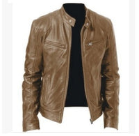 Men's PU Leather Trim Zip Cardigan - Business Casual Jacket - side view