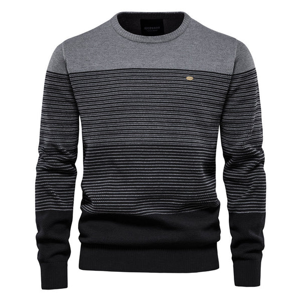 Men's Vintage Striped Crewneck Sweater - Slim Fit Knit - front view