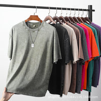 Men's Acid Wash Graphic T-Shirt - Distressed Retro Cotton Tee - fabric detail