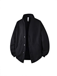 Men's Retro V-Neck Sweatshirt - Japanese Style Casual Jacket - close up