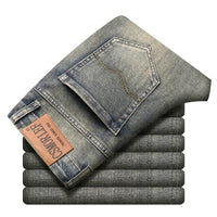 Men's Stretch Straight Leg Jeans - Business Casual Denim - detail