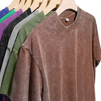 Men's Acid Wash Distressed T-Shirt - Heavyweight Oversized Vintage Cotton Tee - detail