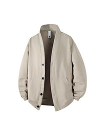 Men's Retro V-Neck Sweatshirt - Japanese Style Casual Jacket - front view
