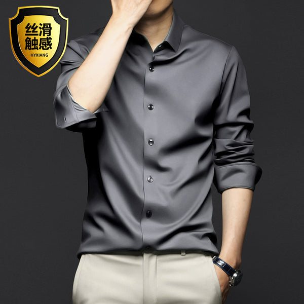 Men's Wrinkle-Free Ice Silk Dress Shirt - Slim Fit Business - front view