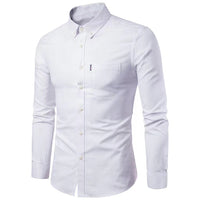 Men's Oxford Cotton Dress Shirt - Non-Iron Slim Fit Long Sleeve - front view