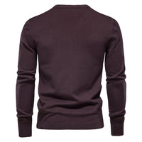 Men's Thick Knit Crewneck Sweater - Slim Fit Pullover - side view