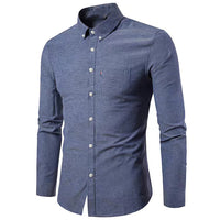 Men's Oxford Cotton Dress Shirt - Non-Iron Slim Fit Long Sleeve - close up