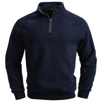 Men's Fleece-Lined Half Zip Sweatshirt - Stand Collar Pullover - fabric detail