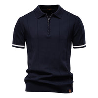 Men's Business Casual Knit Polo - Short Sleeve Collared Top - styled