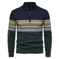 Men's Ribbed Knit Turtleneck - Slim Fit Winter Pullover - close up