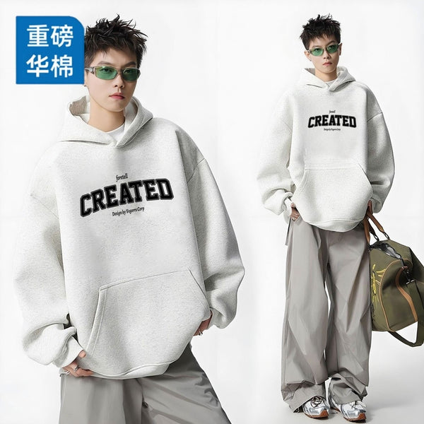Men's Oversized Hooded Sweatshirt - Heavy Cotton Street Style Top - front view