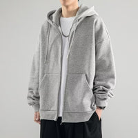 Men's Casual Zip Cardigan Jacket - Plus Size Solid Color - model wearing