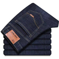 Men's High Waist Stretch Jeans - Loose Fit Casual Denim - close up