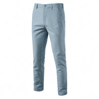 Men's Cotton Linen Straight Pants - Breathable Casual Trousers - model wearing