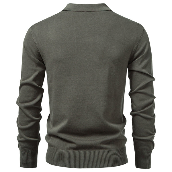 Men's Lightweight Half Zip Sweater - Thin Knit Business Pullover - front view