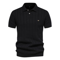 Men's Knit Polo Shirt - Short Sleeve Collared Top - full body