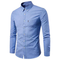 Men's Oxford Cotton Dress Shirt - Non-Iron Slim Fit Long Sleeve - full body
