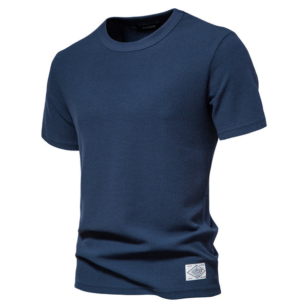 Men's Waffle Knit T-Shirt - Crewneck Base Layer Top - front view