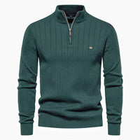 Men's Stand Collar Half Zip Knit Sweater - Solid Pullover - view 13