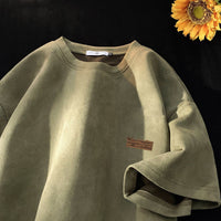 Men's Suede Heavyweight Crewneck Tee - Vintage Summer Top - back view