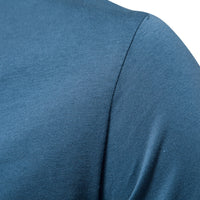 Men's Cotton V-Neck Zip Polo Shirt - Short Sleeve - back view