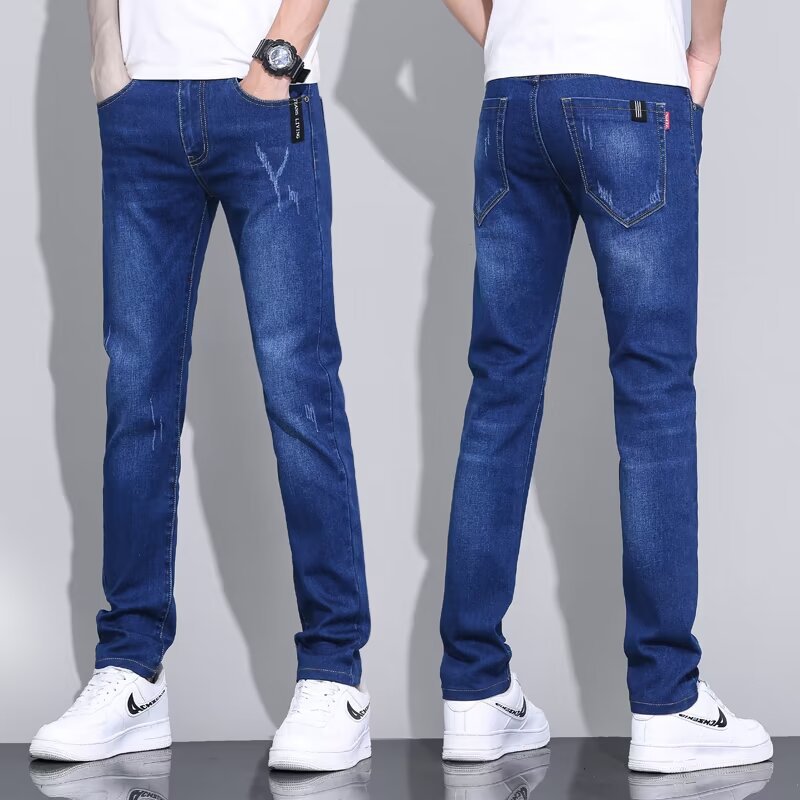 Men's Washed Blue Slim Stretch Denim Jeans