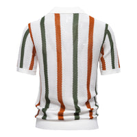 Men's Breathable Open Knit Polo - Striped Summer Sweater - back view
