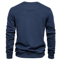 Men's Solid Crewneck Sweatshirt - Relaxed Fit Long Sleeve - back view
