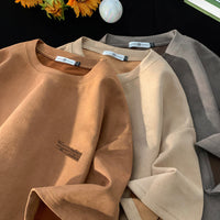 Men's Suede Heavyweight Crewneck Tee - Vintage Summer Top - side view