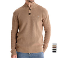 Men's Stand Collar Business Sweater - Solid Knit Pullover