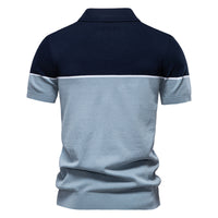 Men's Color Block Knit Polo - Short Sleeve Casual Collar Top - back view