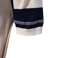 Men's Jacquard Striped Polo Shirt - Knit Short Sleeve Top - detail