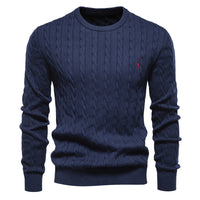 Men's Embroidered Deer Pullover Sweater - Soft Knit Crewneck - close up