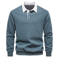 Men's Polo Collar Sweatshirt - Long Sleeve Casual Pullover - view 11