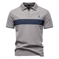 Men's Deer Logo V-Neck Polo - Embroidered Short Sleeve Top - view 11