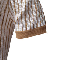 Men's Business Striped Knit Polo - Short Sleeve Smart Casual - side view
