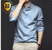 Men's Wrinkle-Free Ice Silk Dress Shirt - Slim Fit Business - view 15