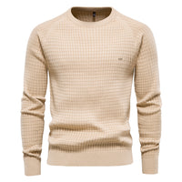 Men's Check Pattern Knit Sweater - Stretch Pullover Top - styled