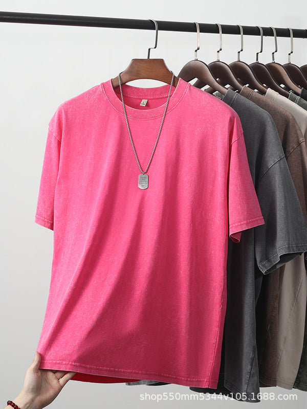 Men's Acid Wash Graphic T-Shirt - Distressed Retro Cotton Tee - front view