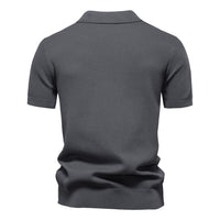 Men's Textured Knit Polo Shirt - Business Casual Short Sleeve - back view