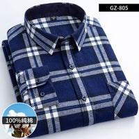 Men's Brushed Cotton Plaid Shirt - Long Sleeve Button Down - model wearing